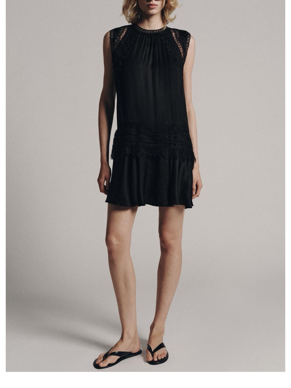 Zara Black Lace-Detail Sleeveless Mini Dress